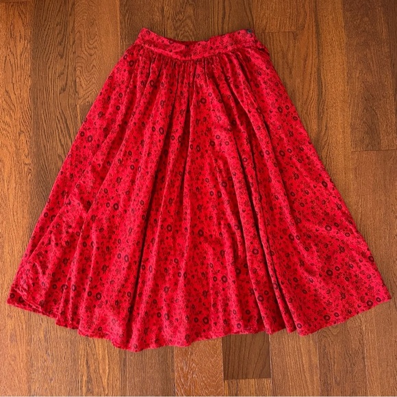 Vintage Carole Little Red Floral Skirt Saint Tropez West - Picture 6 of 8